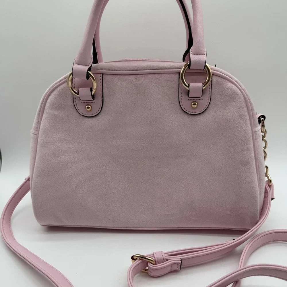 NWT Juicy Couture Queen Couture Velour Satchel Bag Charm Y2K Light Pink